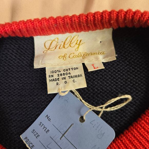 Lilly of California Womens Vintage 70s Deadstock Preppy Old Money Golf Sweater L - Picture 8 of 11